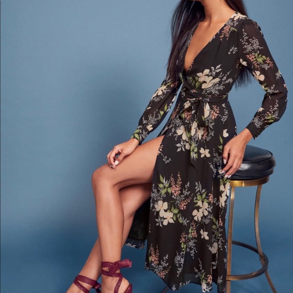 Reformation Dresses & Skirts - Reformation Susana Black Floral Midi Dress